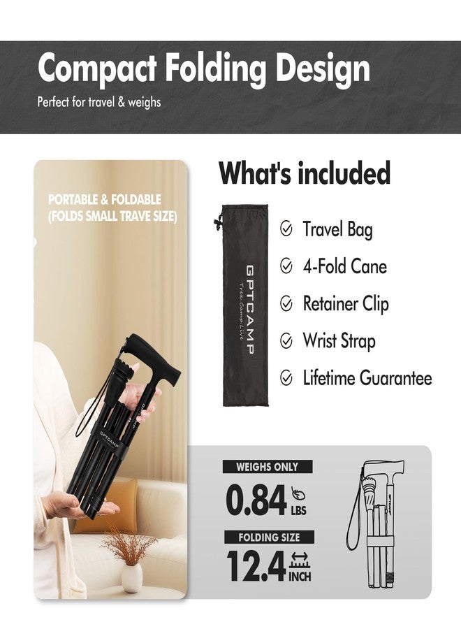 GPTCAMP G2 Walking Stick, Fold-up Walking Cane for Women and Men with Wrist Strap, Portable, Foldable, Collapsible, Lightweight and Sturdy with Comfortable T Handle - Image 3
